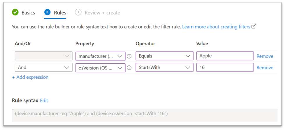 Intune Android/ios Create IOS/Android Filters in Microsoft Intune