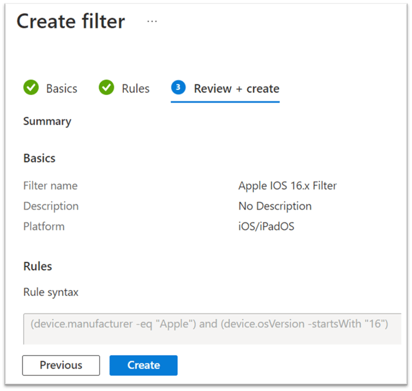 Create IOS/Android Filters in Microsoft Intune