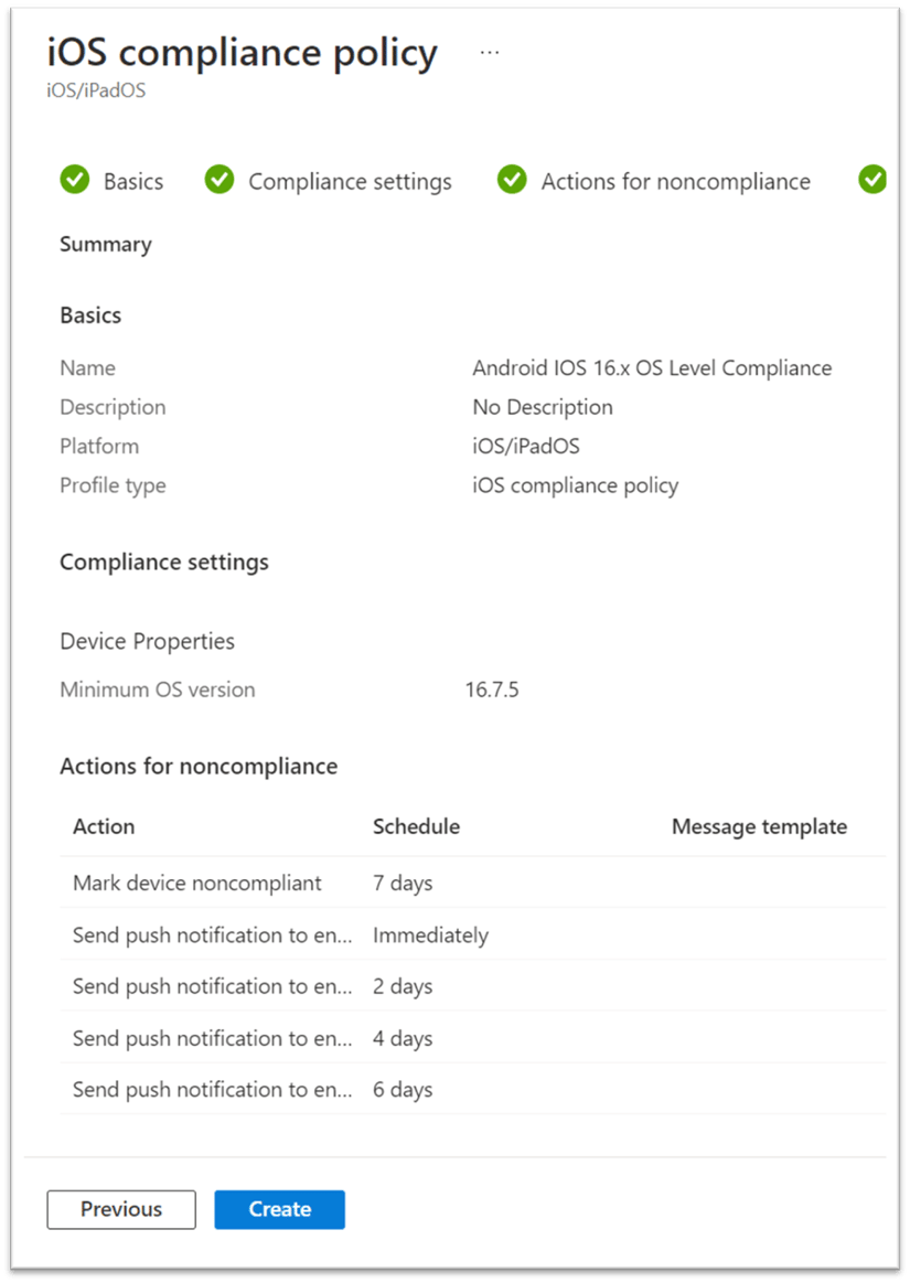 Create IOS/Android Version Specific Compliance Policy