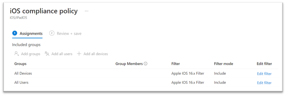 Create IOS/Android Version Specific Compliance Policy