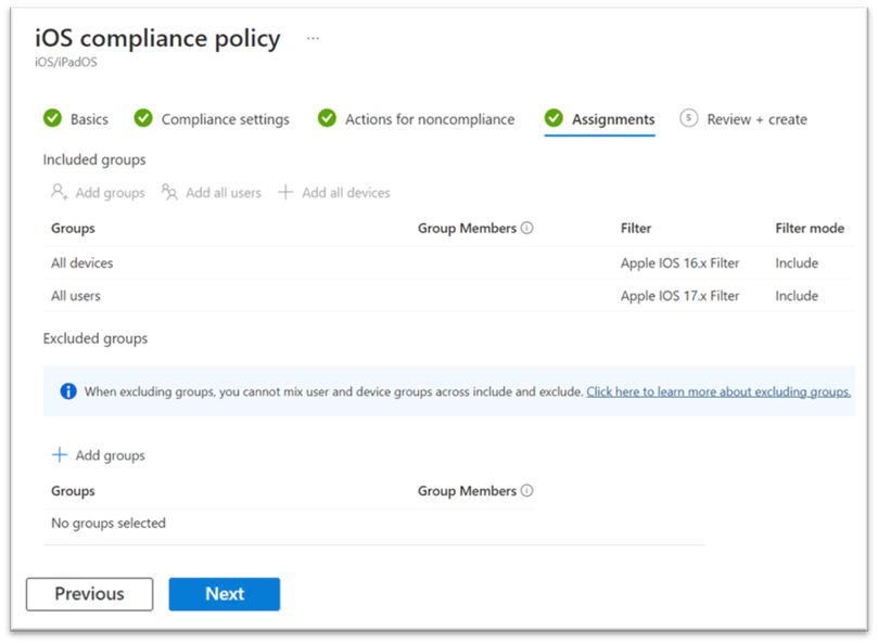 Create IOS/Android Version Specific Compliance Policy