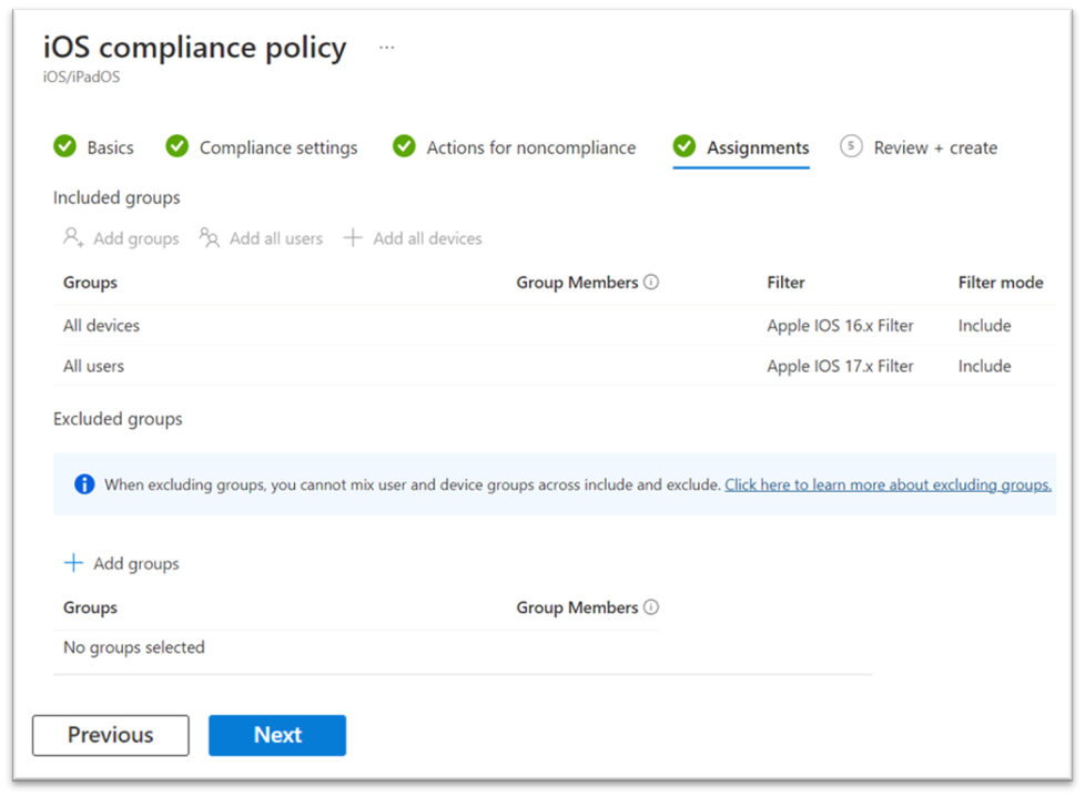 Create IOS/Android Version Specific Compliance Policy