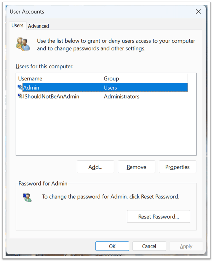 Creating a Windows Admin Account