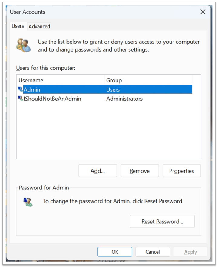 Creating a Windows Admin Account